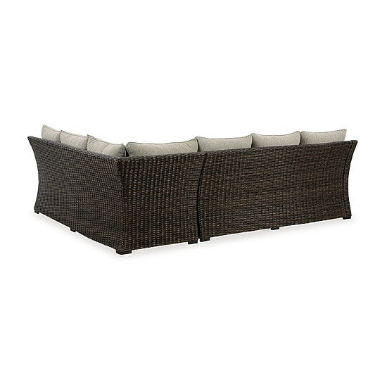 Signature Design by Ashley® Brook Ranch 3-pc. Outdoor Sofa Sectional and Bench with Cushions
