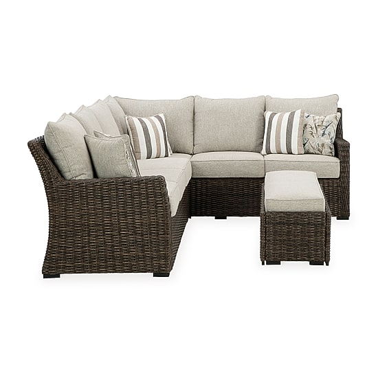 Signature Design by Ashley® Brook Ranch 3-pc. Outdoor Sofa Sectional and Bench with Cushions

