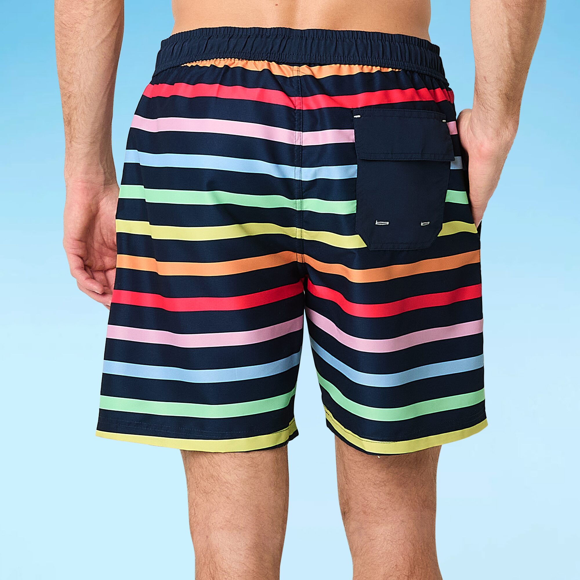 U.S. Polo Assn. Mens 7" Striped Swim Trunks