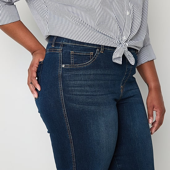 Gloria Vanderbilt Womens Plus High Rise Straight Leg Jean