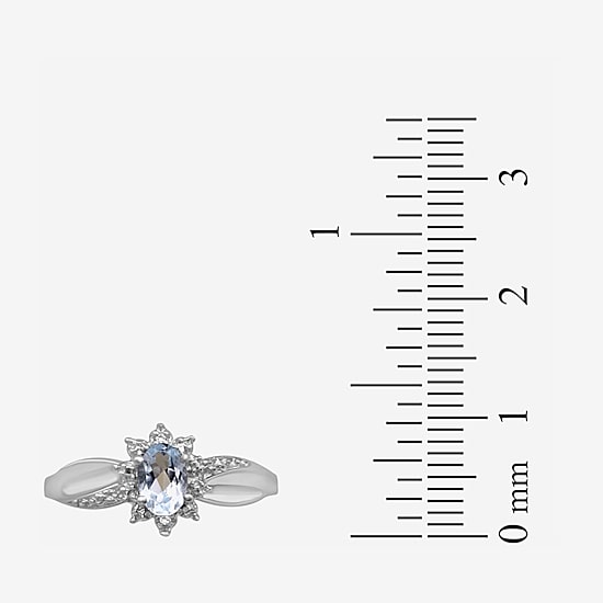 Limited Quantities! Womens Diamond Accent Genuine Blue Topaz Sterling Silver Round Cocktail Ring