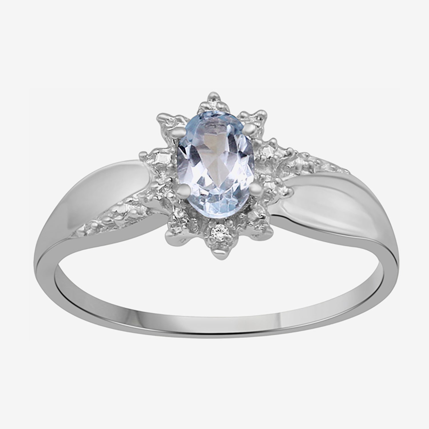 Limited Quantities! Womens Diamond Accent Genuine Blue Topaz Sterling Silver Round Cocktail Ring