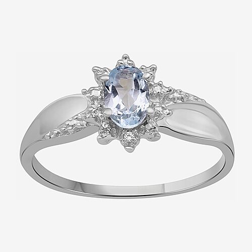 Limited Quantities! Womens Diamond Accent Genuine Blue Topaz Sterling Silver Round Cocktail Ring, 7, Nocolor