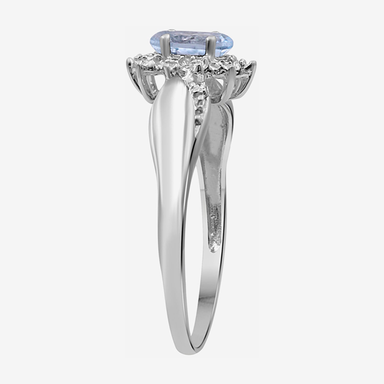 Limited Quantities! Womens Diamond Accent Genuine Blue Topaz Sterling Silver Round Cocktail Ring