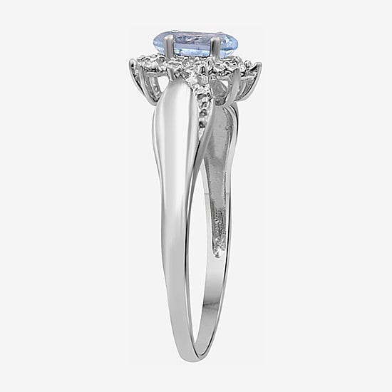 Limited Quantities! Womens Diamond Accent Genuine Blue Topaz Sterling Silver Round Cocktail Ring