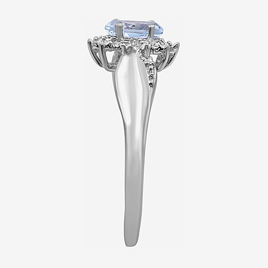 Limited Quantities! Womens Diamond Accent Genuine Blue Topaz Sterling Silver Round Cocktail Ring