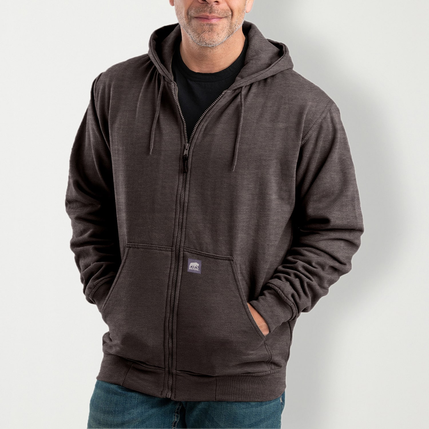 Berne Mens Long Sleeve Fleece Zipper Big and Tall Hoodie
