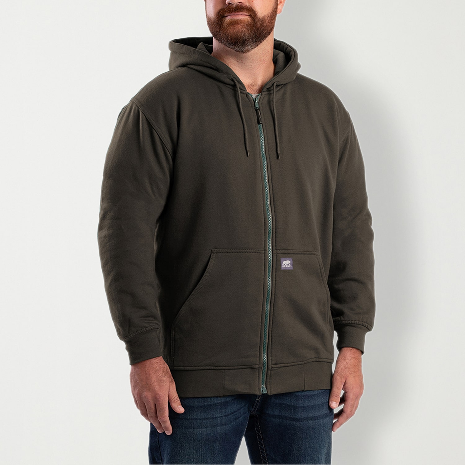 Berne Mens Long Sleeve Fleece Zipper Big and Tall Hoodie