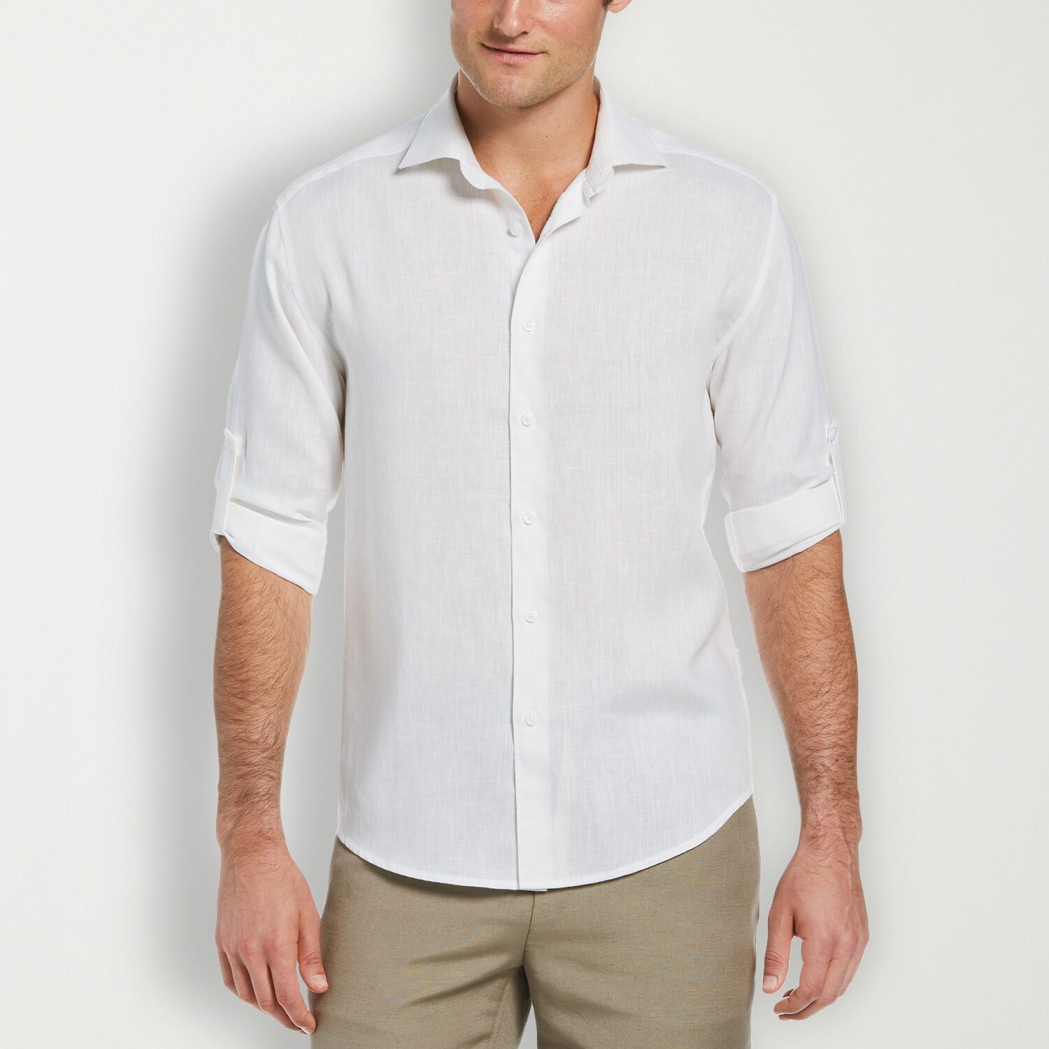 Cubavera Travelselect Linen-Blend Mens Long Sleeve Regular Fit Button-Down Shirt