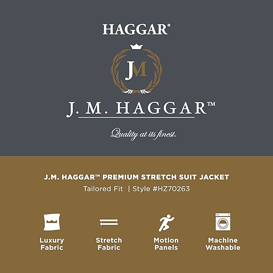 Haggar JMH Tailored Wool Windowpane Mens Stretch Fabric Modern Fit Suit Jacket