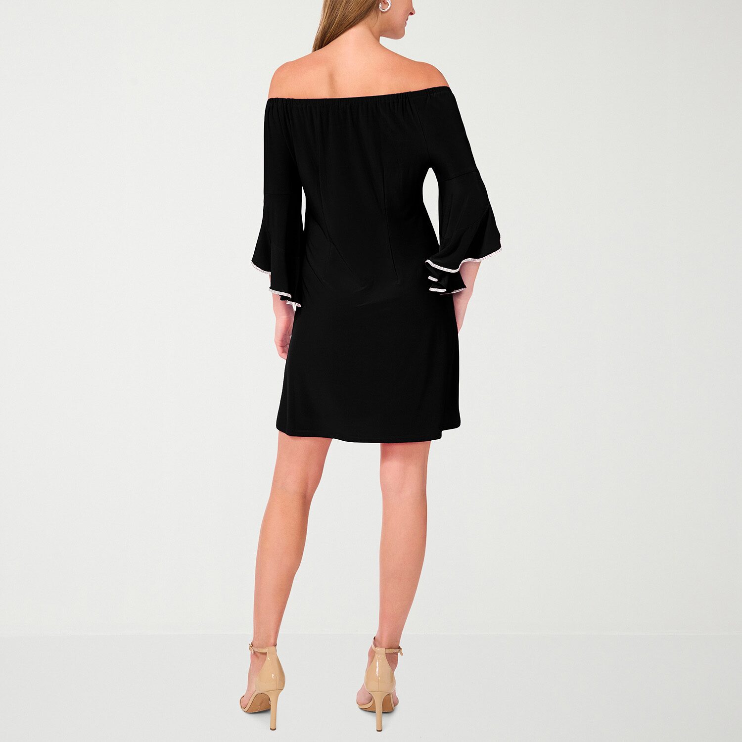 MSK Off The Shoulder Womens Straight Neck 3/4 Sleeve Shift Dress
