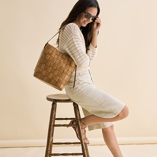 A.N.A Cynthia Woven Bucket Bag