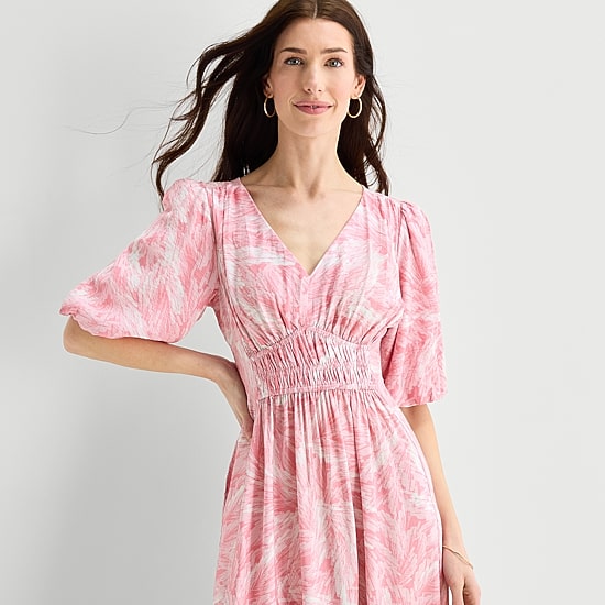 Melonie T Womens V Neck Short Sleeve Puffed Maxi Dress