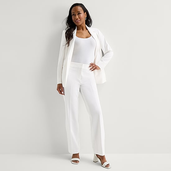 Black Label by Evan-Picone Trouser Womens Classic Fit Wide Leg Suit Pant