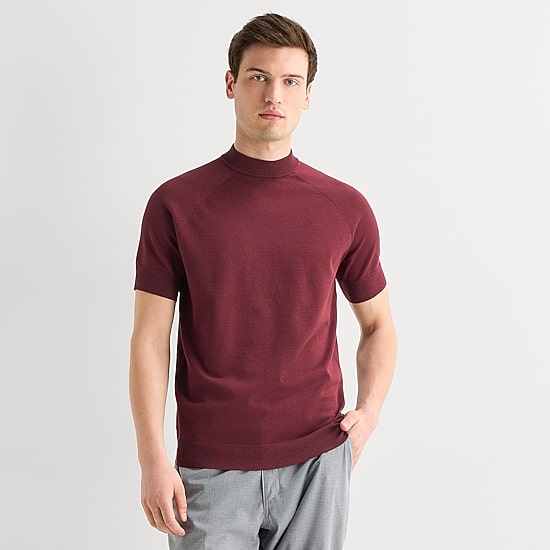 J. Ferrar Mens Mock Neck Short Sleeve Pullover Sweater
