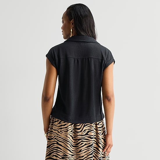 Liz Claiborne Womens V Neck Short Sleeve Blouse