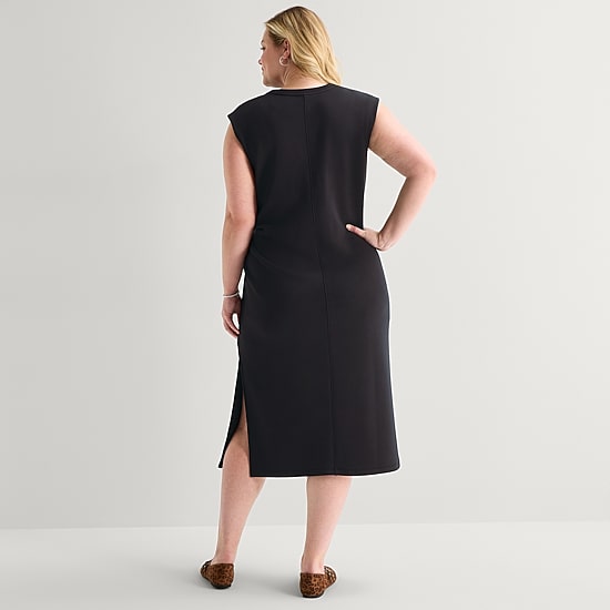 Stylus Womens Plus Round Neck Sleeveless Sheath Dress