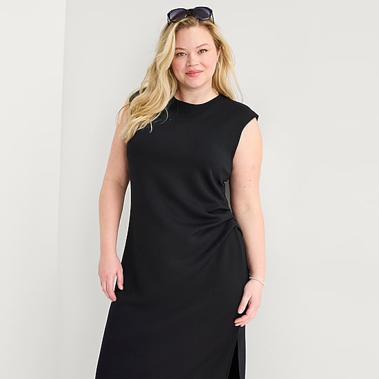 Stylus Womens Plus Round Neck Sleeveless Sheath Dress