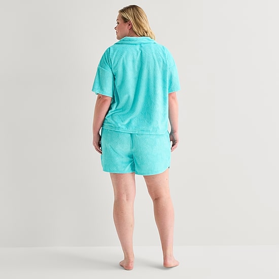Sleep Chic Womens Short Sleeve 2-pc. Plus Pajama Set