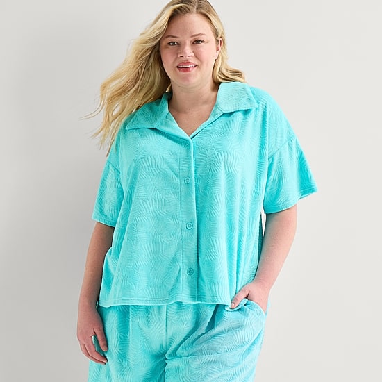 Sleep Chic Womens Short Sleeve 2-pc. Plus Pajama Set