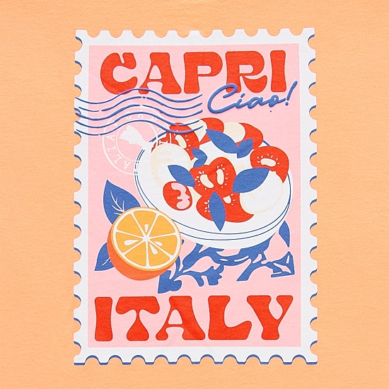 Jerry Leigh Capri Italy Womens Juniors Crew Neck Short Sleeve Regular Fit Graphic T-Shirt