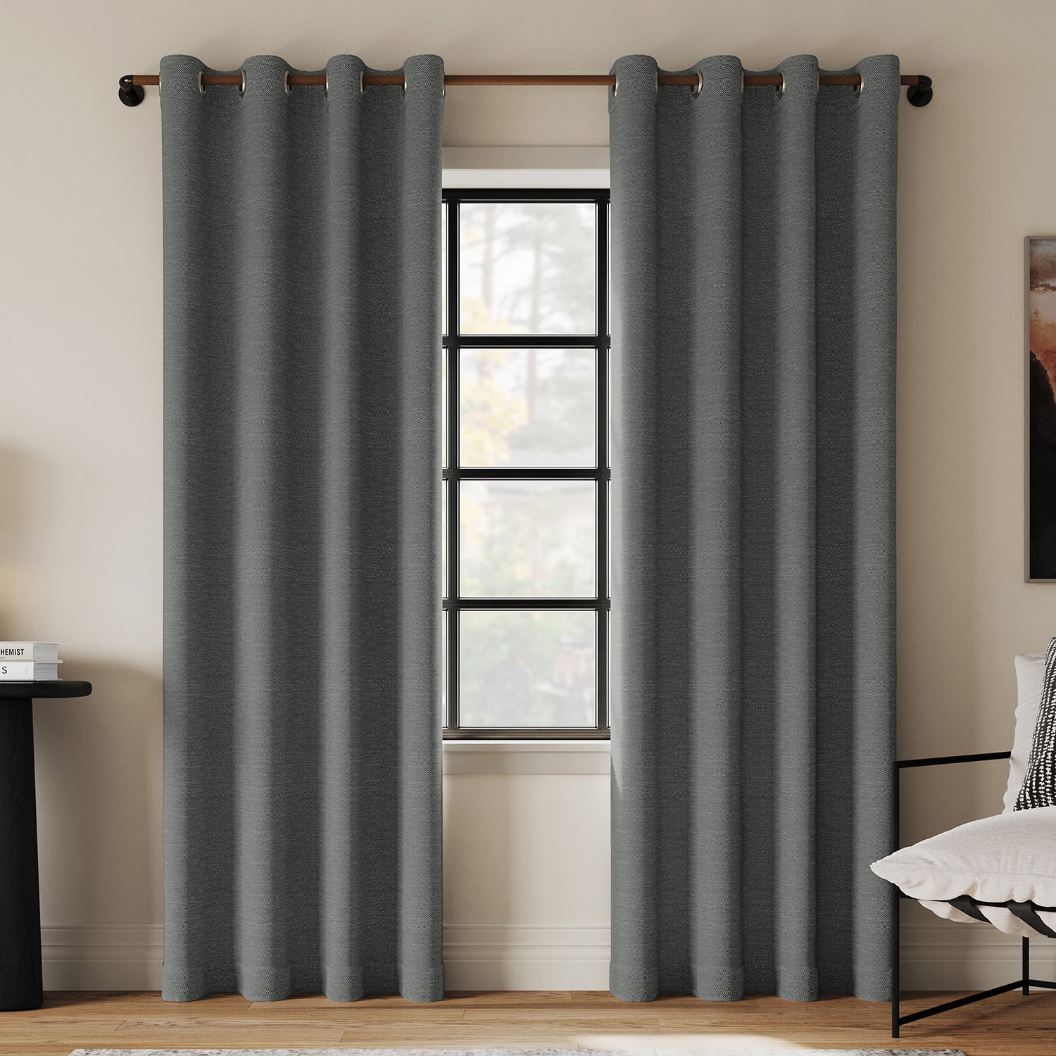 Indigo Road by Egypt Sherrod Sarasi Contrast Tweed Magnetic Closure Grommet Top 100% Blackout Single Curtain Panel