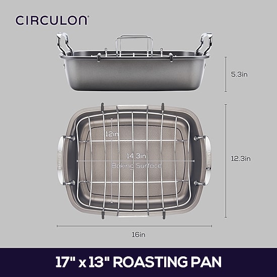 Circulon® Nonstick 17"x13" Roasting Pan with Rack