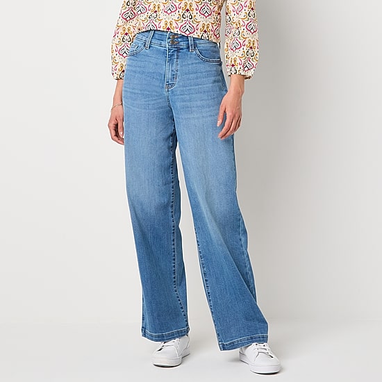 St. John's Bay Womens High Rise Wide Leg Jean