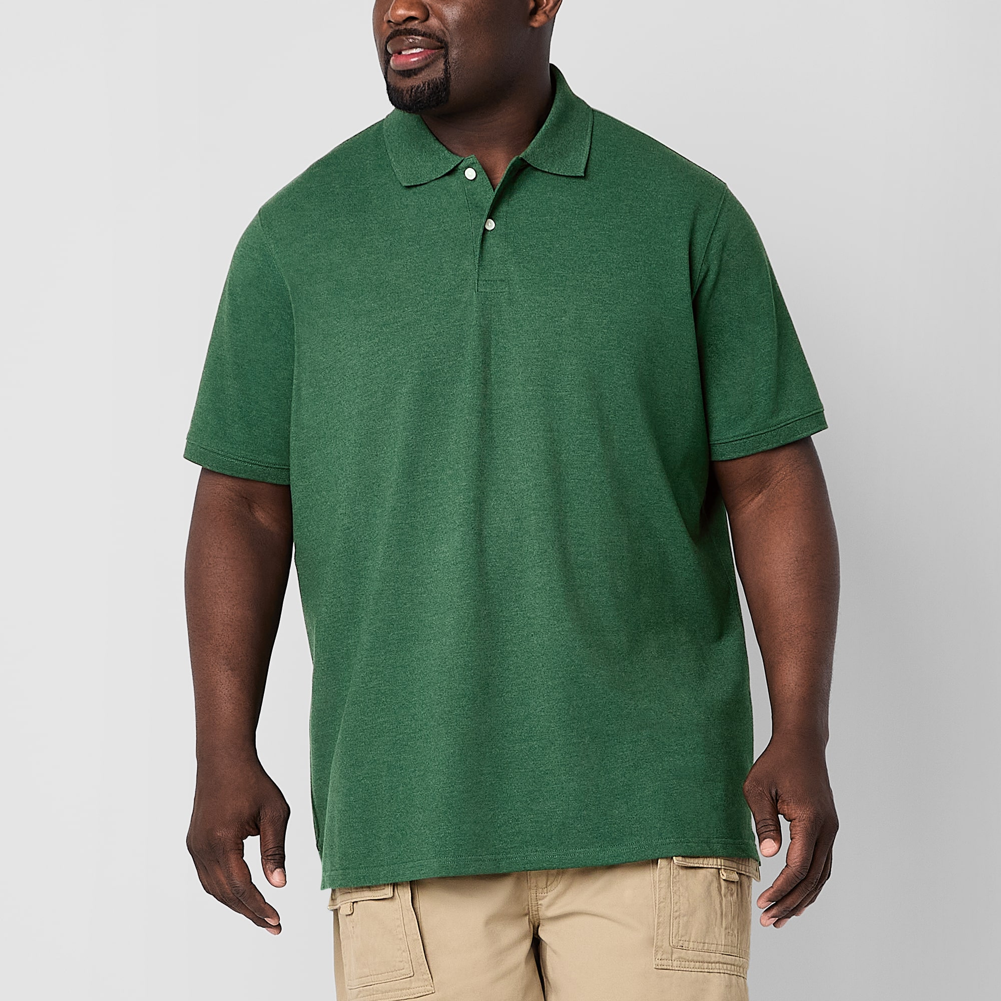 St. John's Bay Premium Stretch Big and Tall Mens Classic Fit Short Sleeve Polo Shirt