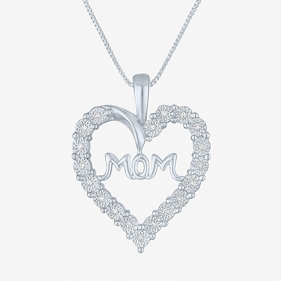 Yes, Please! (G-H / Si2-I1) Womens Diamond Accent Lab Grown White Diamond Pure Silver Over Brass Heart 18 Inch Pendant Necklace