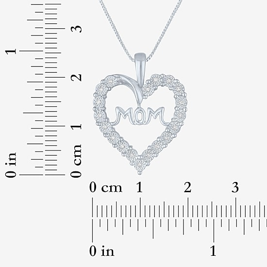 Yes, Please! (G-H / Si2-I1) Womens Diamond Accent Lab Grown White Diamond Pure Silver Over Brass Heart 18 Inch Pendant Necklace