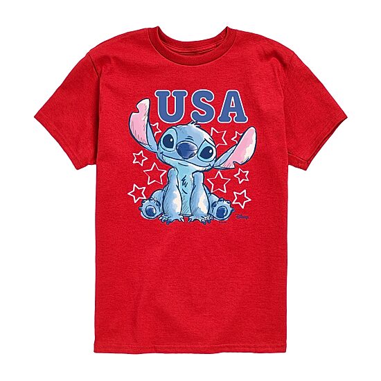 Disney Collection Toddler Boys Crew Neck Short Sleeve Regular Fit Lilo & Stitch Graphic T-Shirt
