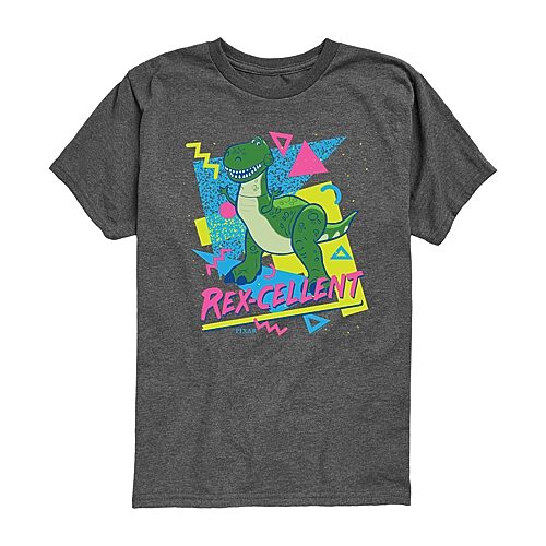 Disney Collection Little & Big Kid Boys Crew Neck Short Sleeve Regular Fit Rex Toy Story Graphic T-Shirt, X-large, Black