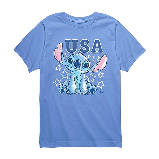 Disney Collection Little & Big Kid Boys Crew Neck Short Sleeve Regular Fit Lilo & Stitch Graphic T-Shirt