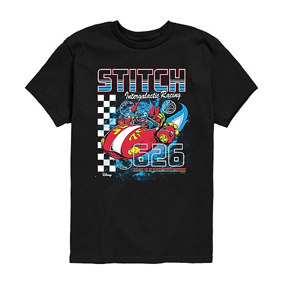Disney Collection Little & Big Kid Boys Crew Neck Short Sleeve Regular Fit Lilo & Stitch Graphic T-Shirt