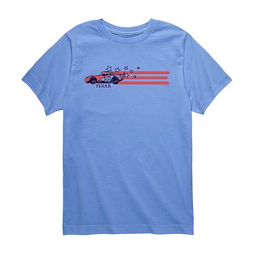 Disney Collection Little & Big Kid Boys Crew Neck Short Sleeve Regular Fit Cars Graphic T-Shirt, X-large, Blue