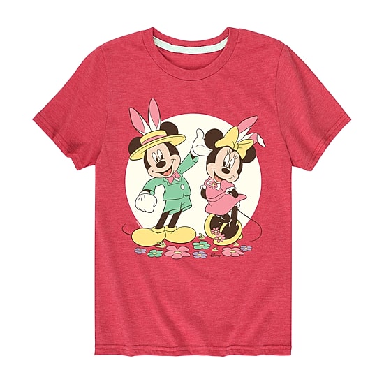 Disney Collection Little & Big Kid Boys Crew Neck Short Sleeve Regular Fit Mickey Mouse Minnie Mouse Graphic T-Shirt