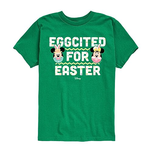 Disney Collection Little & Big Kid Boys Crew Neck Short Sleeve Regular Fit Mickey Mouse Minnie Mouse Graphic T-Shirt, X-large, Green