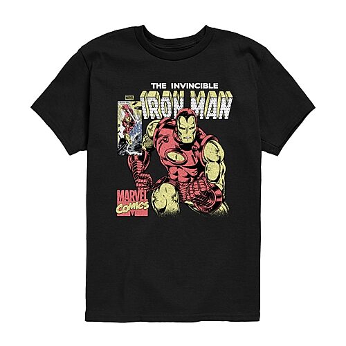 Disney Collection Little & Big Kid Boys Crew Neck Short Sleeve Regular Fit Iron Man Marvel Graphic T-Shirt, X-large, Beige