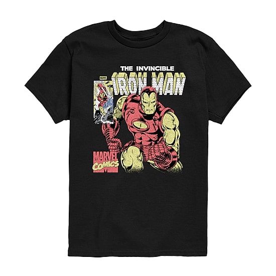 Disney Collection Little & Big Kid Boys Crew Neck Short Sleeve Regular Fit Iron Man Marvel Graphic T-Shirt