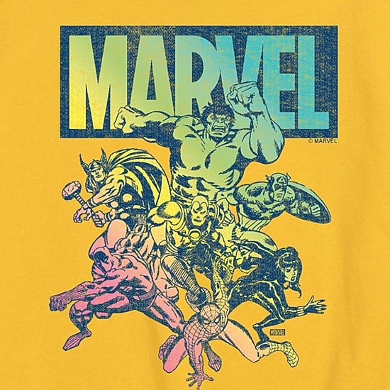 Disney Collection Little & Big Kid Boys Crew Neck Short Sleeve Regular Fit Captain America Hulk Iron Man Graphic T-Shirt