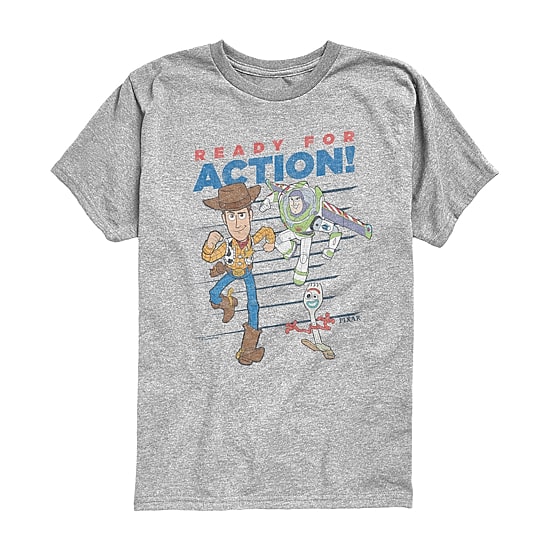 Disney Collection Little & Big Kid Boys Crew Neck Short Sleeve Regular Fit Buzz Lightyear Woody Toy Story Graphic T-Shirt