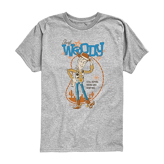Disney Collection Little & Big Kid Boys Crew Neck Short Sleeve Regular Fit Woody Toy Story Graphic T-Shirt