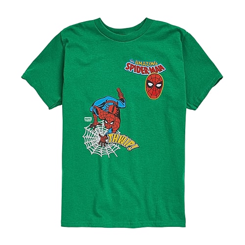 Disney Collection Little & Big Kid Boys Crew Neck Short Sleeve Regular Fit Marvel Spiderman Graphic T-Shirt, X-large, Green