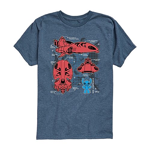 Disney Collection Little & Big Kid Boys Crew Neck Short Sleeve Regular Fit Lilo & Stitch Graphic T-Shirt, X-large, Blue
