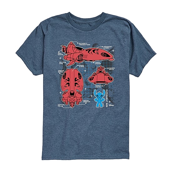 Disney Collection Little & Big Kid Boys Crew Neck Short Sleeve Regular Fit Lilo & Stitch Graphic T-Shirt