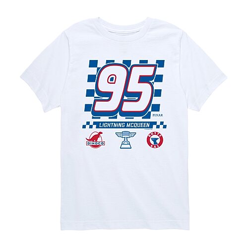 Disney Collection Little & Big Kid Boys Crew Neck Short Sleeve Regular Fit Cars Graphic T-Shirt, X-large, White