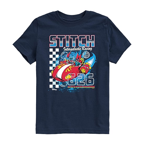 Disney Collection Toddler Boys Crew Neck Short Sleeve Regular Fit Lilo & Stitch Graphic T-Shirt