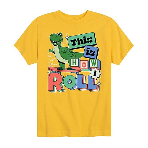 Disney Collection Toddler Boys Crew Neck Short Sleeve Regular Fit Rex Toy Story Graphic T-Shirt, 4t, Yellow