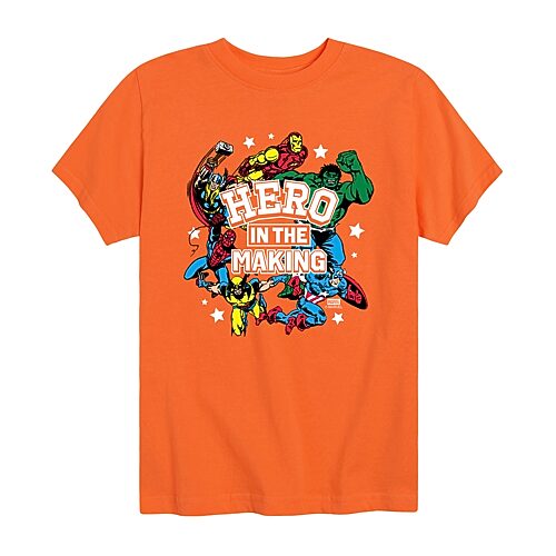 Disney Collection Toddler Boys Crew Neck Short Sleeve Regular Fit Captain America Hulk Iron Man Graphic T-Shirt, 4t, Orange